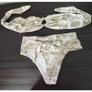 WeWoreWhat White and Green Bikini Set